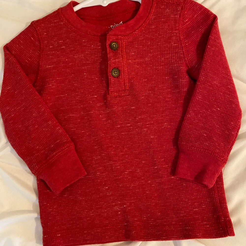 Red Toddler Boys Kids Henley Shirt